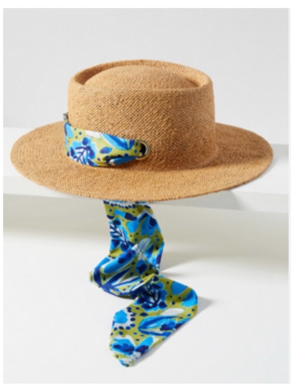 NWOT Anthropologie VERA Scarf-Trimmed Boater Hat  One Size - Picture 4 of 11